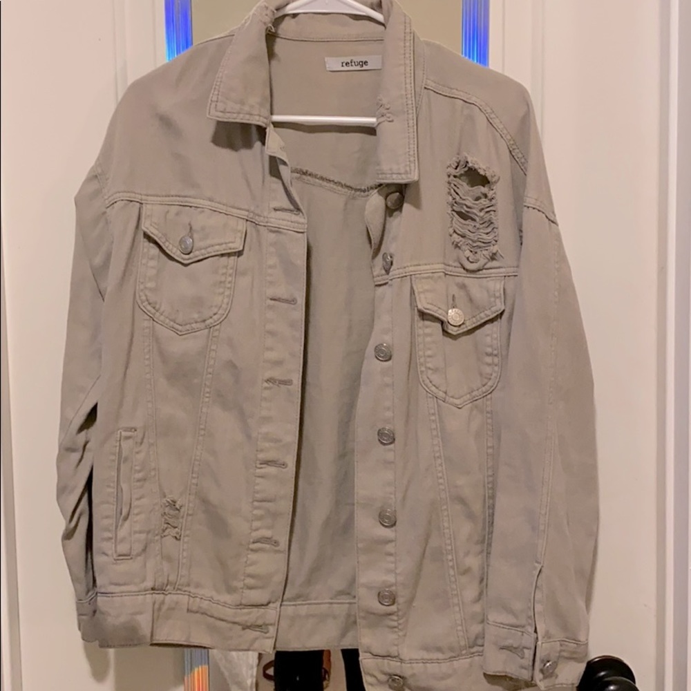 Grey Distressed Denim Jacket